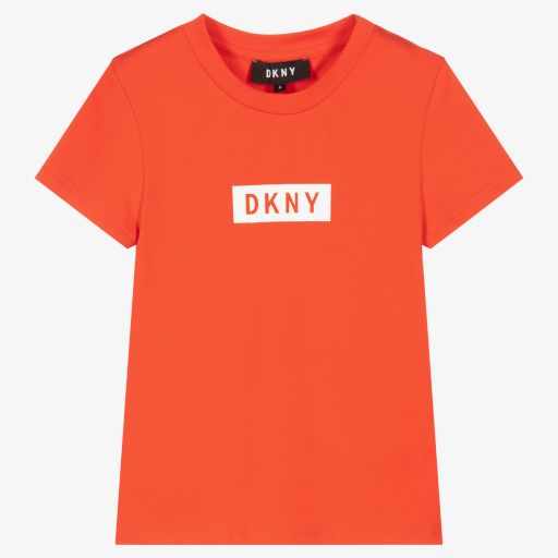 DKNY-Girls Orange Cotton T-Shirt | Childrensalon Outlet