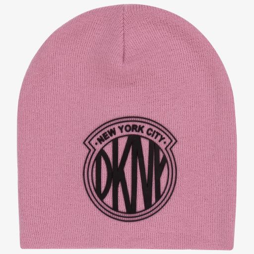DKNY-Girls Pink Logo Beanie Hat | Childrensalon Outlet