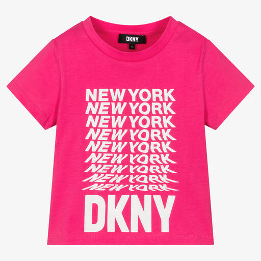 DKNY-Girls Pink Logo Cotton T-Shirt | Childrensalon Outlet