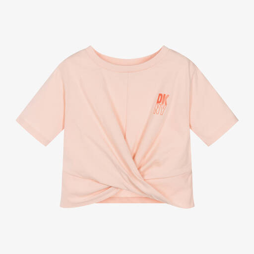 DKNY-Girls Pink Organic Cotton T-Shirt | Childrensalon Outlet