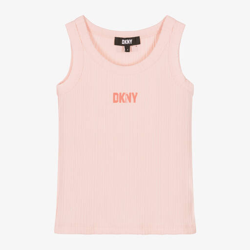 DKNY-Girls Pink Ribbed Cotton Vest Top | Childrensalon Outlet