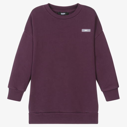 DKNY-Girls Purple Cotton Sweatshirt Dress | Childrensalon Outlet
