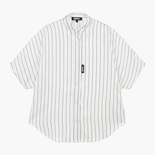 DKNY-Блузка в полоску для девочек белая свободного кроя | Childrensalon Outlet