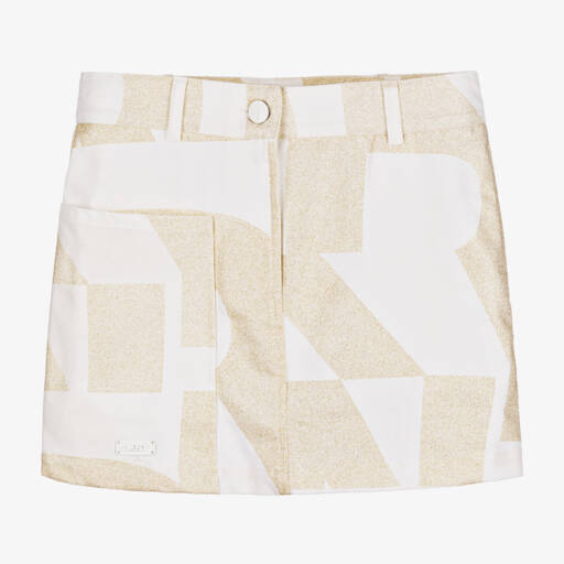 DKNY-Girls Shimmering Gold Linen Blend Skirt | Childrensalon Outlet