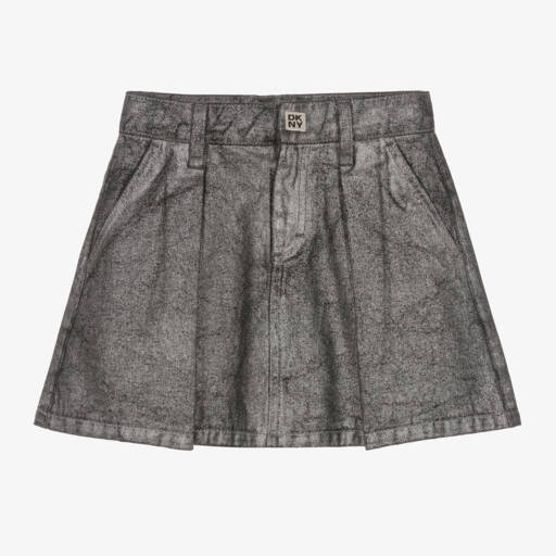 DKNY-Girls Shimmering Silver Denim Skirt | Childrensalon Outlet