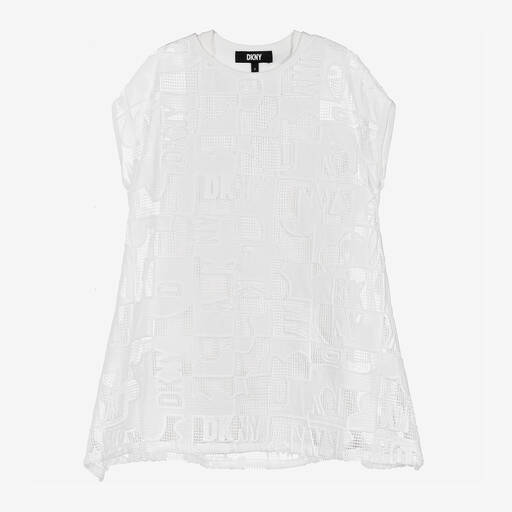 DKNY-Girls White 2-in-1 Mesh Dress | Childrensalon Outlet