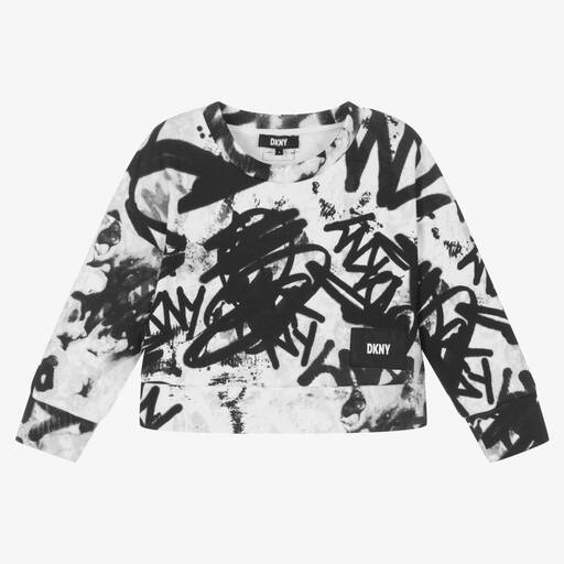 DKNY-Белый хлопковый свитшот с граффити | Childrensalon Outlet