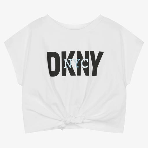 DKNY-Белая укороченная футболка | Childrensalon Outlet