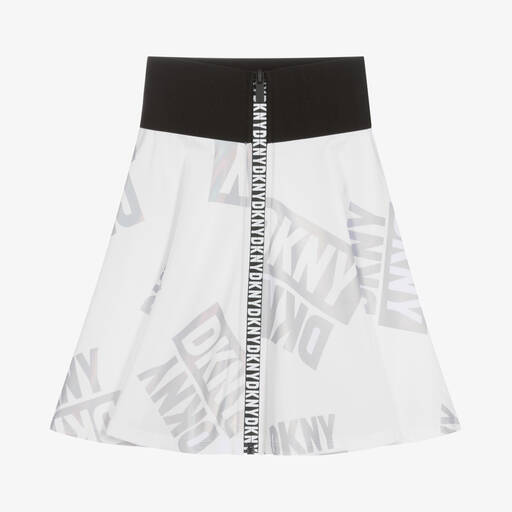 DKNY-Girls White & Silver Logo Skirt | Childrensalon Outlet