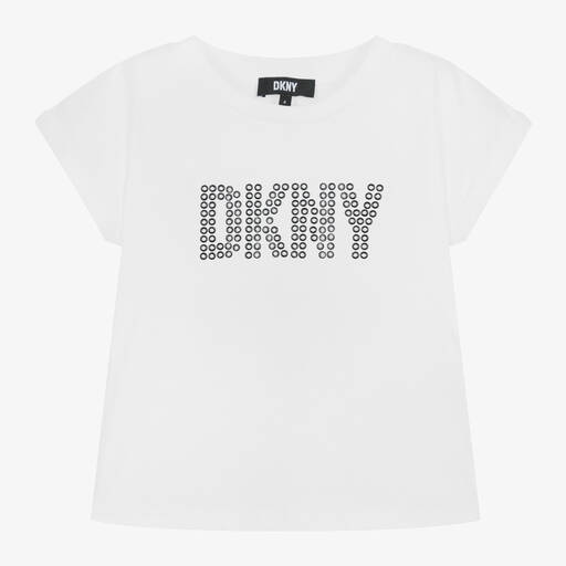 DKNY-تيشيرت قطن عضوي لون أبيض للبنات | Childrensalon Outlet