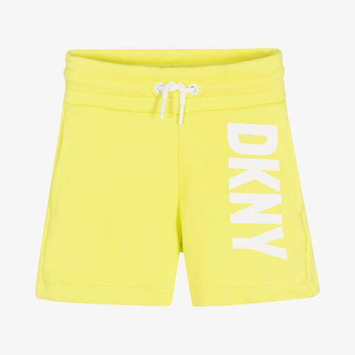 DKNY-Girls Yellow Cotton Logo Shorts | Childrensalon Outlet