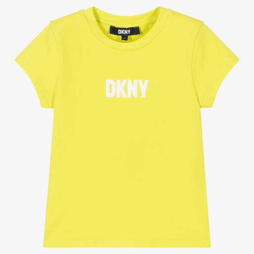 DKNY-Girls Yellow Cotton T-Shirt | Childrensalon Outlet