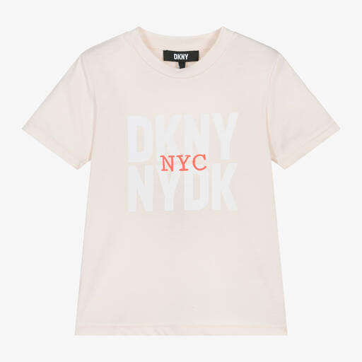 DKNY- Ivory Cotton Jersey T-Shirt | Childrensalon Outlet