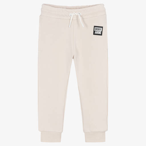 DKNY-Light Beige Cotton Logo Joggers | Childrensalon Outlet