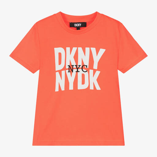 DKNY-Neon Orange Cotton Jersey T-Shirt | Childrensalon Outlet