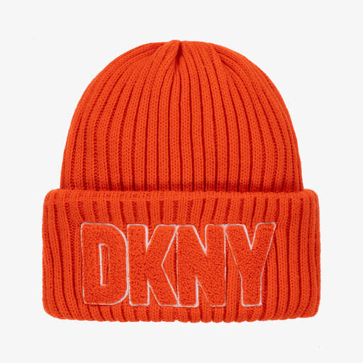 DKNY-Оранжевая вязаная шапка-бини с вышивкой  | Childrensalon Outlet