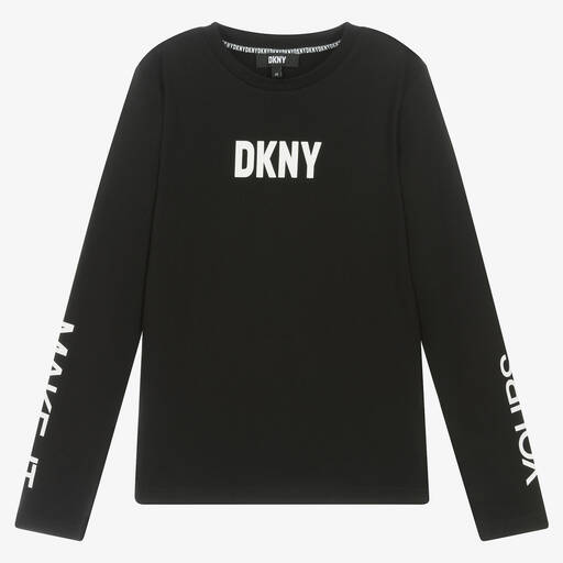 DKNY-Schwarzes Make It Yours Baumwolltop  | Childrensalon Outlet