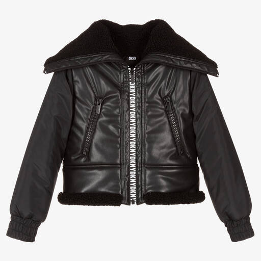 DKNY-Teen Black Faux Leather Jacket | Childrensalon Outlet