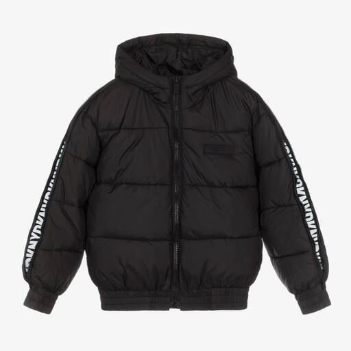 DKNY-Teen Black Hooded Puffer Jacket | Childrensalon Outlet
