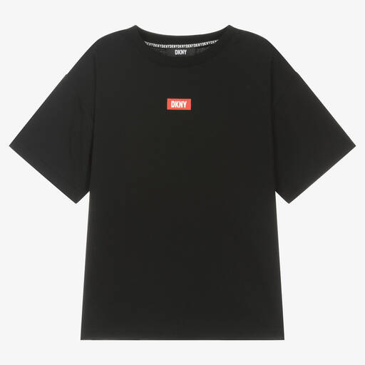 DKNY-T-shirt noir en coton ado | Childrensalon Outlet