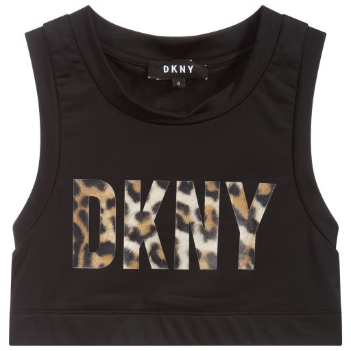 DKNY-Teen Black Logo Cropped Top  | Childrensalon Outlet