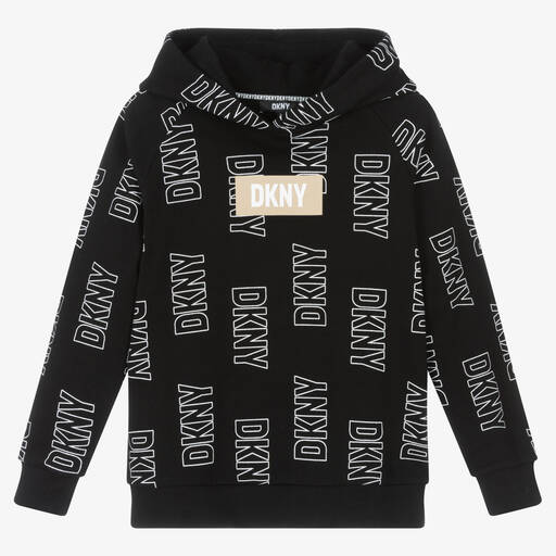 DKNY-Sweat à capuche noir et blanc ado | Childrensalon Outlet