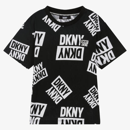 DKNY-Teen Black & White Cotton Logo T-Shirt | Childrensalon Outlet