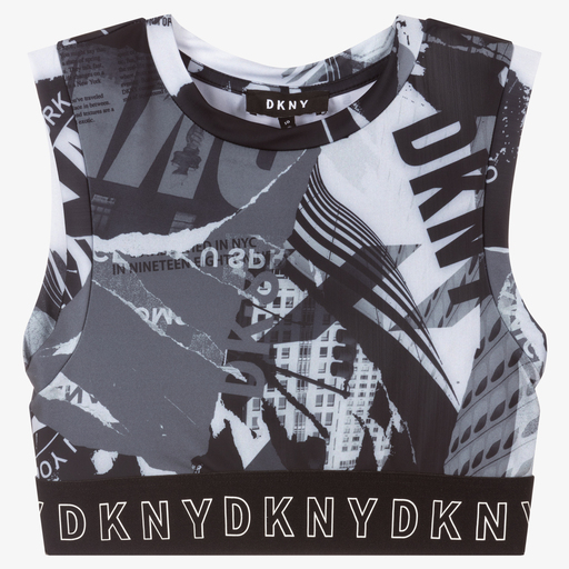 DKNY-توب رياضي تينز بناتي لون أسود وأبيض | Childrensalon Outlet
