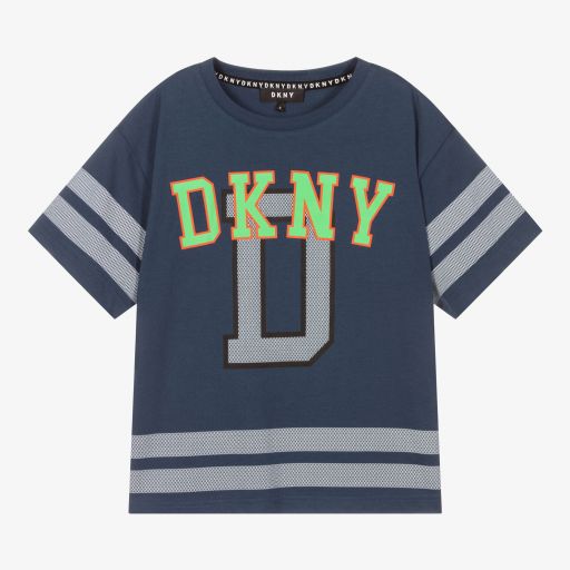 DKNY-تيشيرت تينز ولادي قطن جيرسي لون كحلي | Childrensalon Outlet