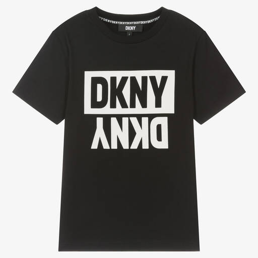 DKNY-Teen Boys Black Cotton Logo T-Shirt | Childrensalon Outlet
