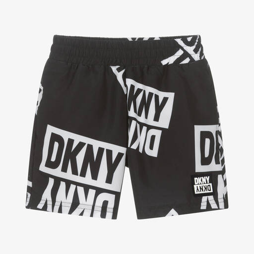 DKNY-Teen Boys Black Logo Swim Shorts | Childrensalon Outlet