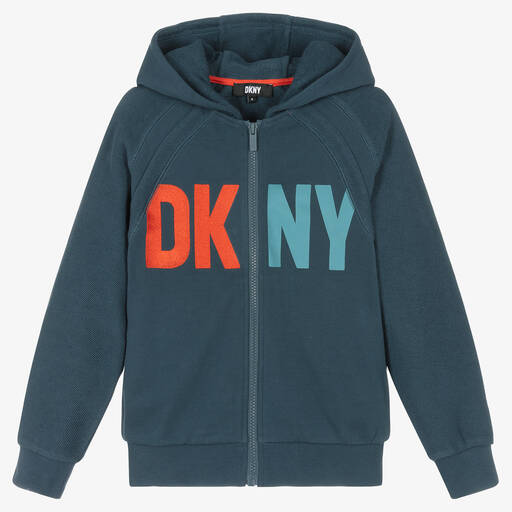DKNY-Синяя хлопковая худи на молнии | Childrensalon Outlet