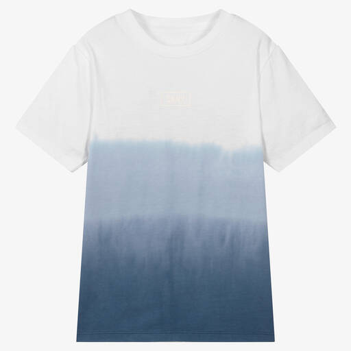 DKNY-Teen Boys Blue Dip Dye Logo T-Shirt | Childrensalon Outlet