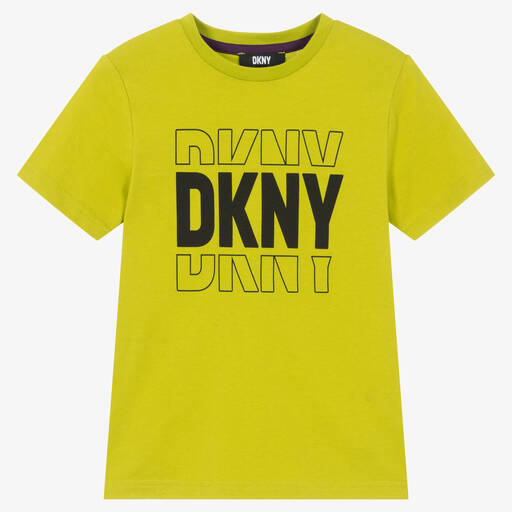 DKNY-تيشيرت تينز ولادي قطن لون أخضر | Childrensalon Outlet