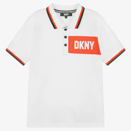DKNY-Teen Boys White Cotton Jersey Polo Shirt | Childrensalon Outlet