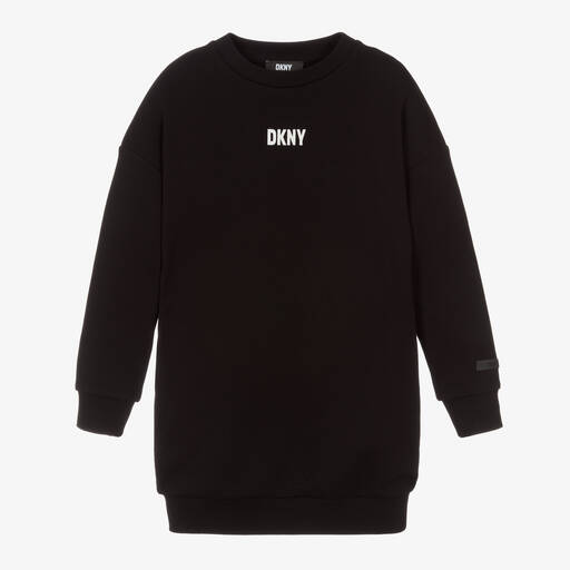 DKNY-Robe sweat noire en coton pour ado fille | Childrensalon Outlet