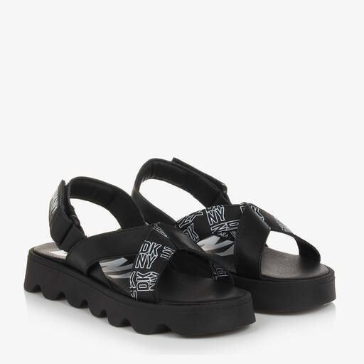 DKNY-Teen Girls Black Leather Sandals | Childrensalon Outlet