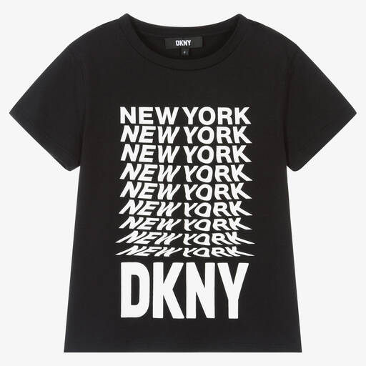 DKNY-Teen Girls Black New York Logo T-Shirt | Childrensalon Outlet