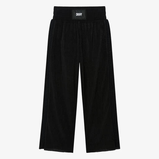 DKNY-بنطلون بأرجل واسعة مضلع لون أسود للمراهقات | Childrensalon Outlet
