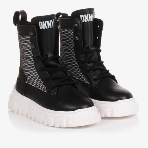 DKNY-Teen Girls Black & Silver Leather Boots | Childrensalon Outlet