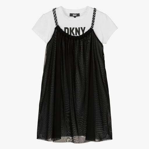 DKNY-Teen Girls Black & White 2-in-1 Dress | Childrensalon Outlet