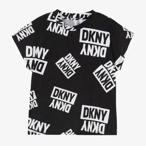 DKNY-Teen Girls Black & White Cotton T-Shirt | Childrensalon Outlet