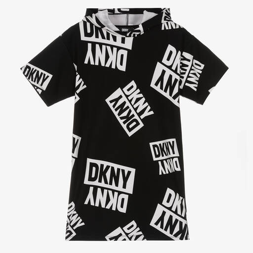 DKNY-Teen Kapuzenkleid in Schwarz-Weiß | Childrensalon Outlet