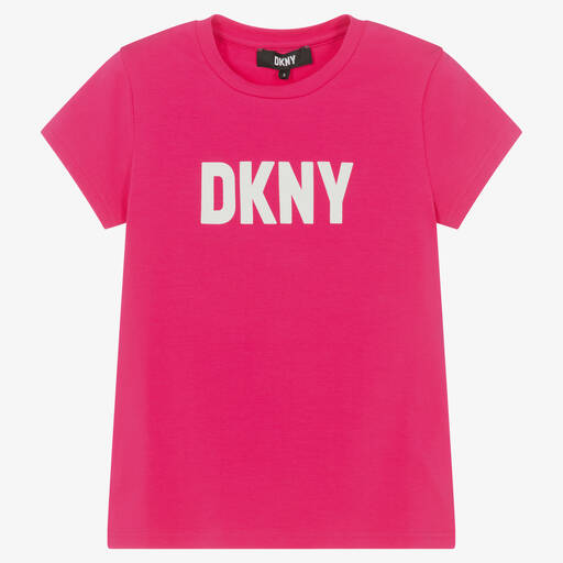 DKNY-تيشيرت تينز بناتي قطن عضوي جيرسي لون زهري | Childrensalon Outlet