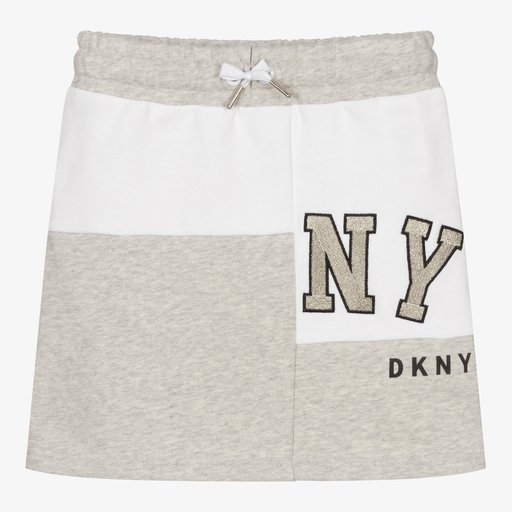 DKNY-تنورة تينز بناتي قطن جيرسي لون رمادي | Childrensalon Outlet