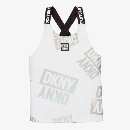 DKNY-توب رياضي تينز بناتي لون أوف وايت | Childrensalon Outlet