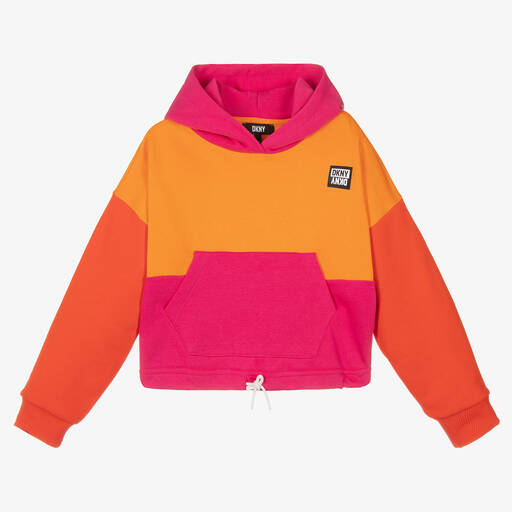 DKNY-Teen Girls Orange & Pink Cotton Hoodie | Childrensalon Outlet