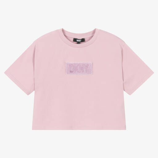 DKNY-Teen Girls Pink Crop Cotton T-Shirt | Childrensalon Outlet