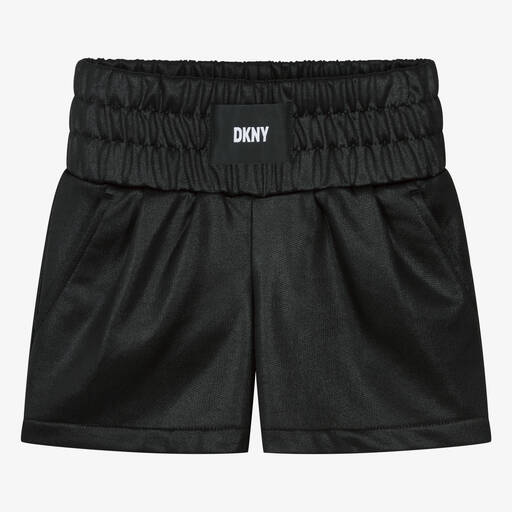 DKNY-شورت مزيج قطن لون أسود لامع للمراهقات | Childrensalon Outlet