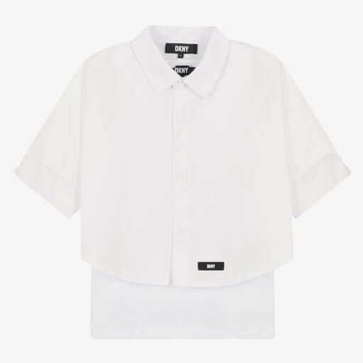 DKNY-Teen Girls White 2-in-1 Cotton Shirt | Childrensalon Outlet
